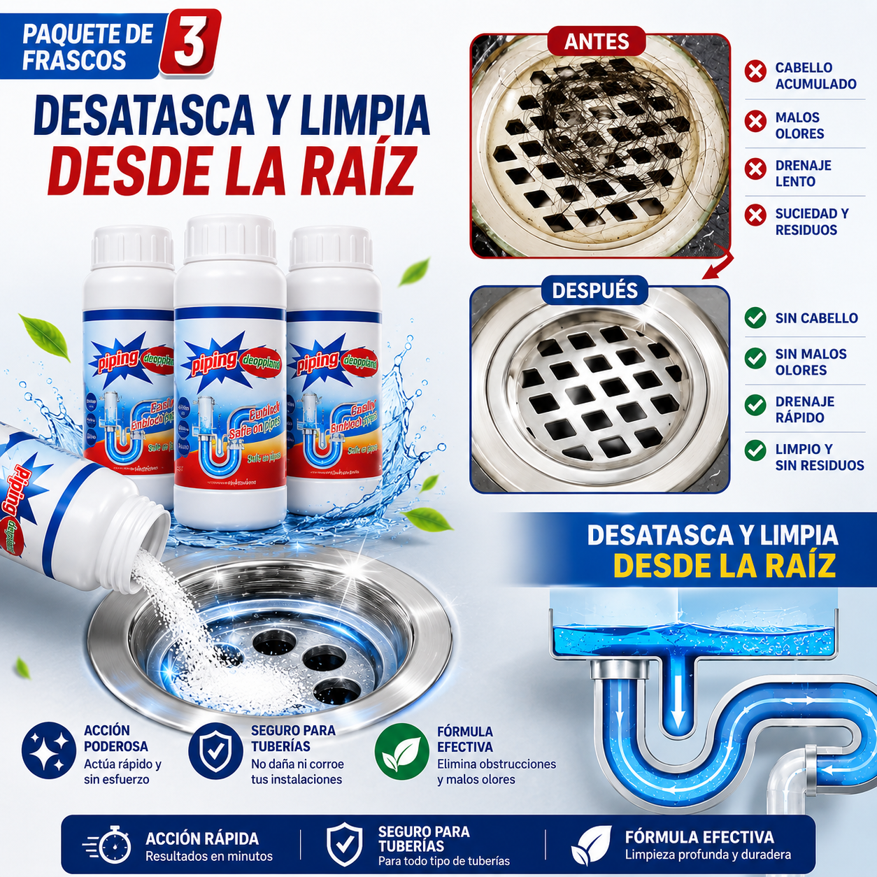 Polvo Limpia Tuberia Drenaje