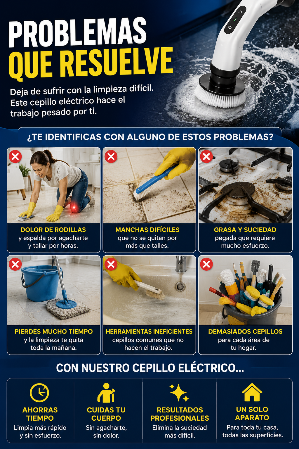 Cepillo Eléctrico de Limpieza TURBO CLEAN PRO
