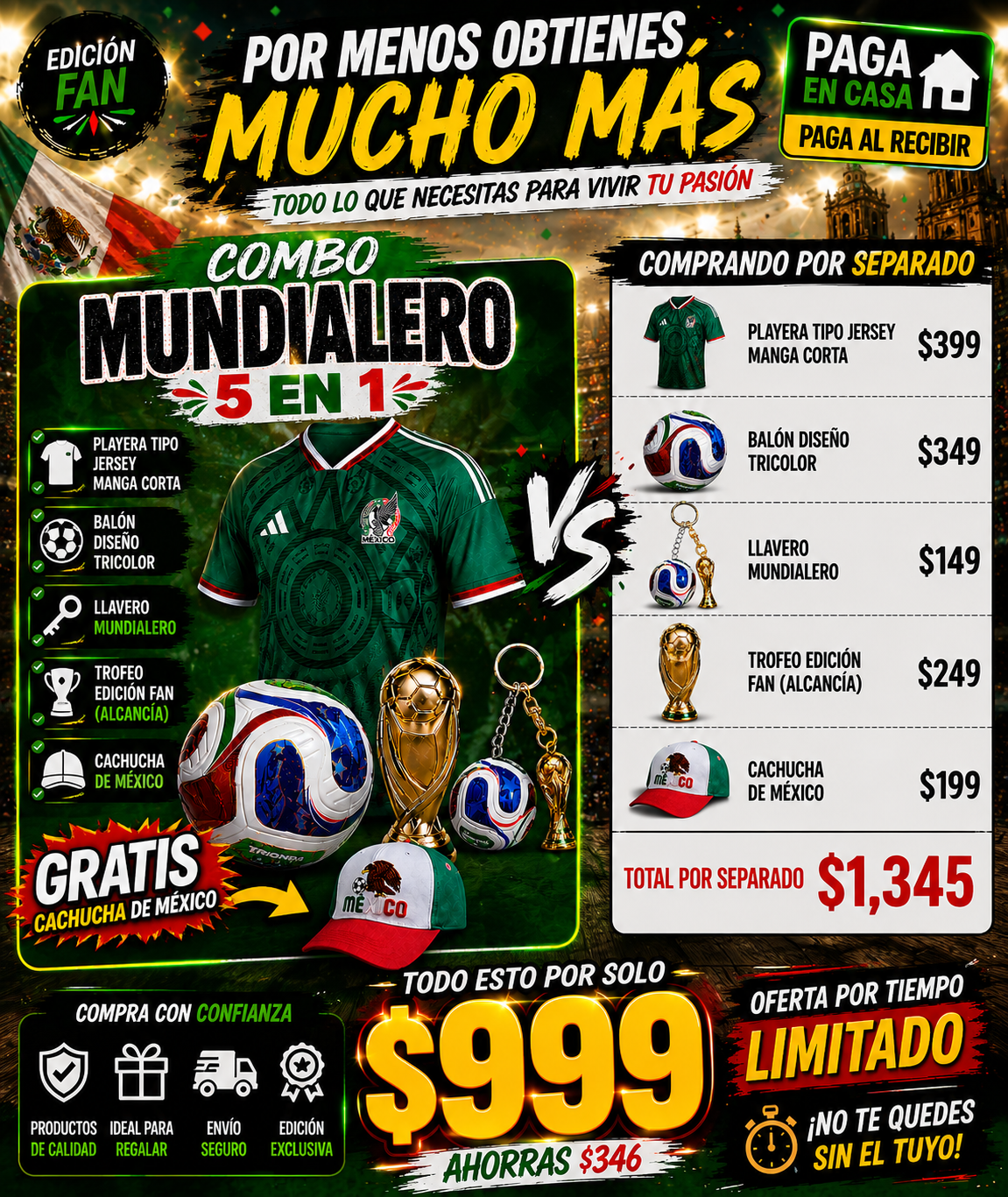 COMBO MUNDIALERO MÉXICO 5 EN 1