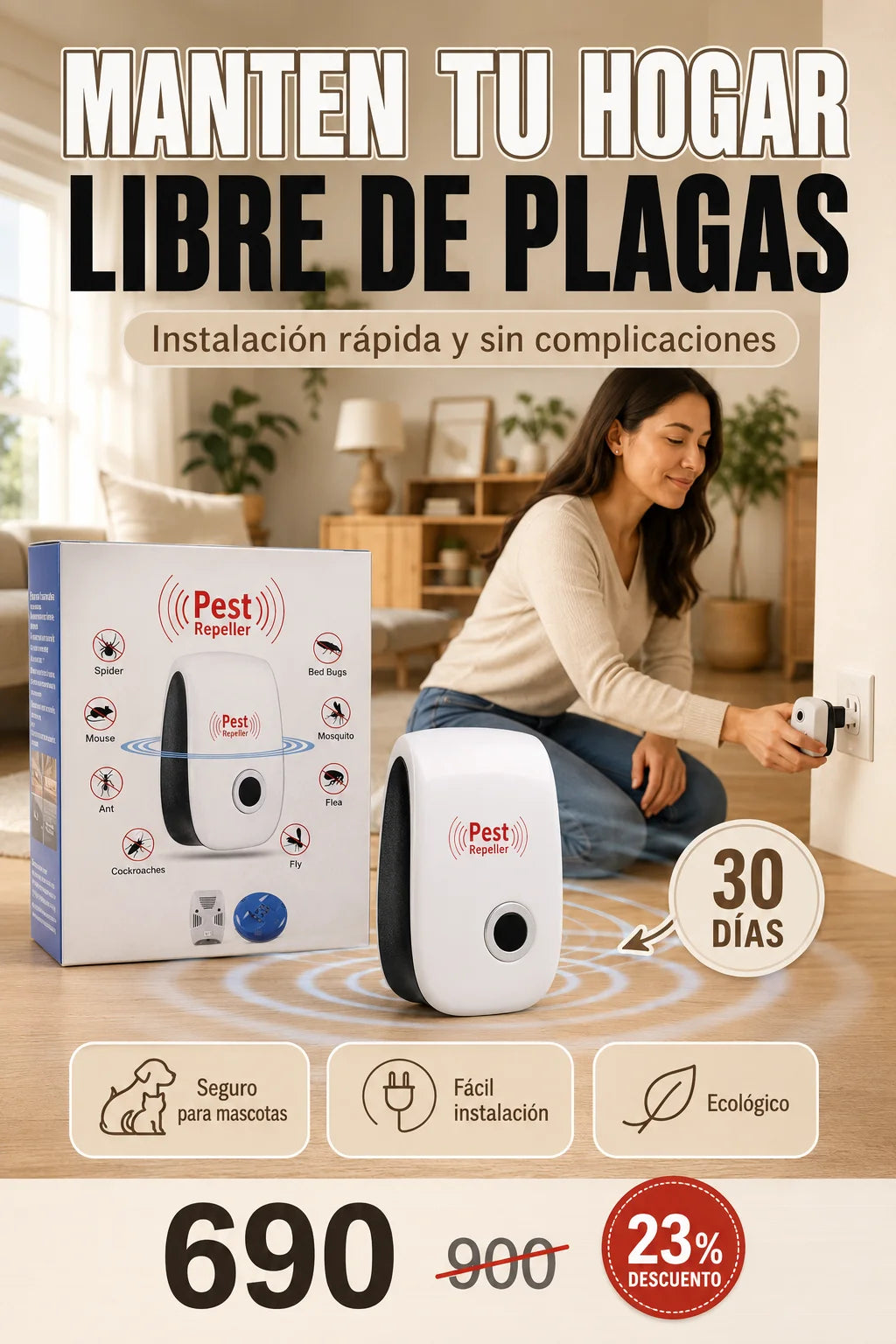 Repelente Ultrasónico de Plagas 3 Pack