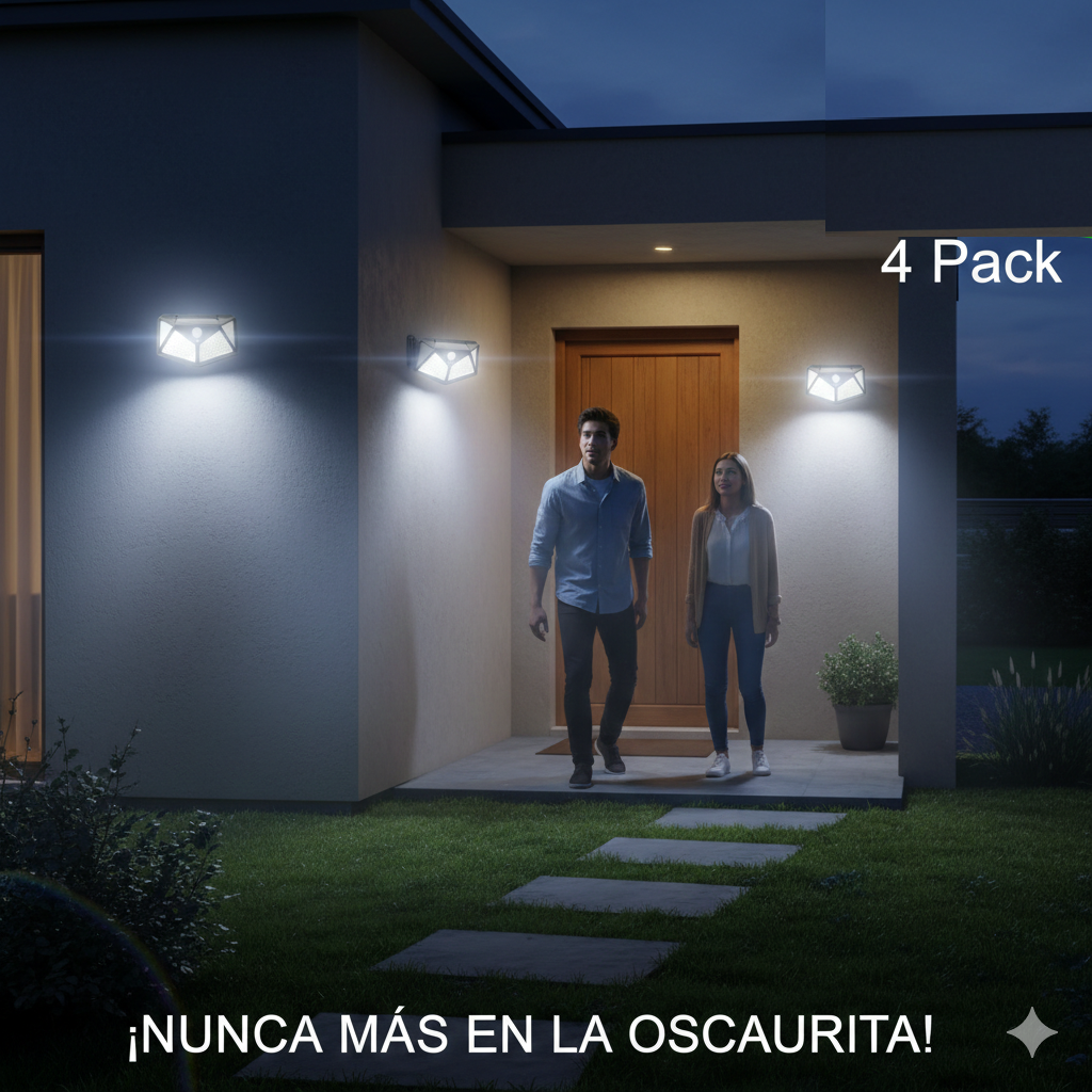 SET DE 4 LUCES SOLARES 🔆 LED SMART con Sensor de Movimiento