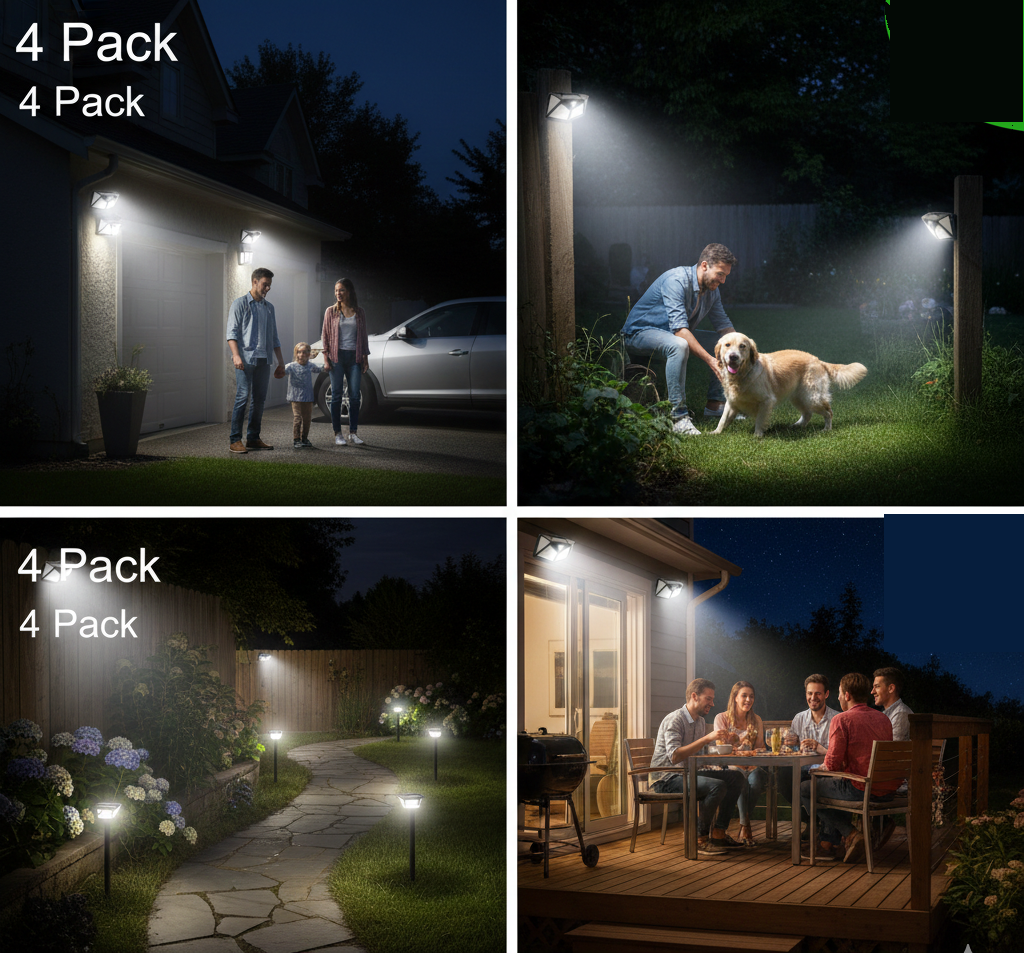 SET DE 4 LUCES SOLARES 🔆 LED SMART con Sensor de Movimiento