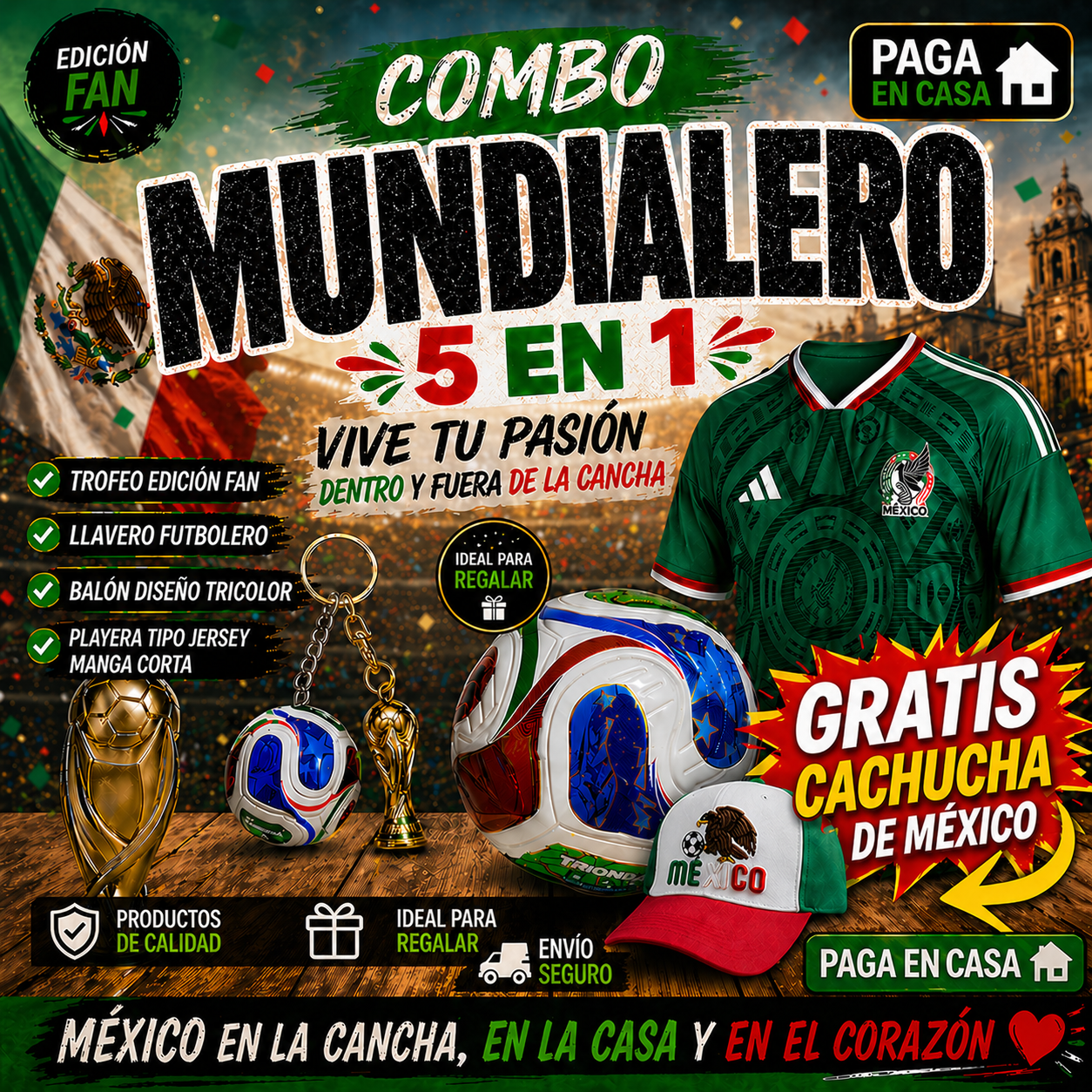 COMBO MUNDIALERO MÉXICO 5 EN 1