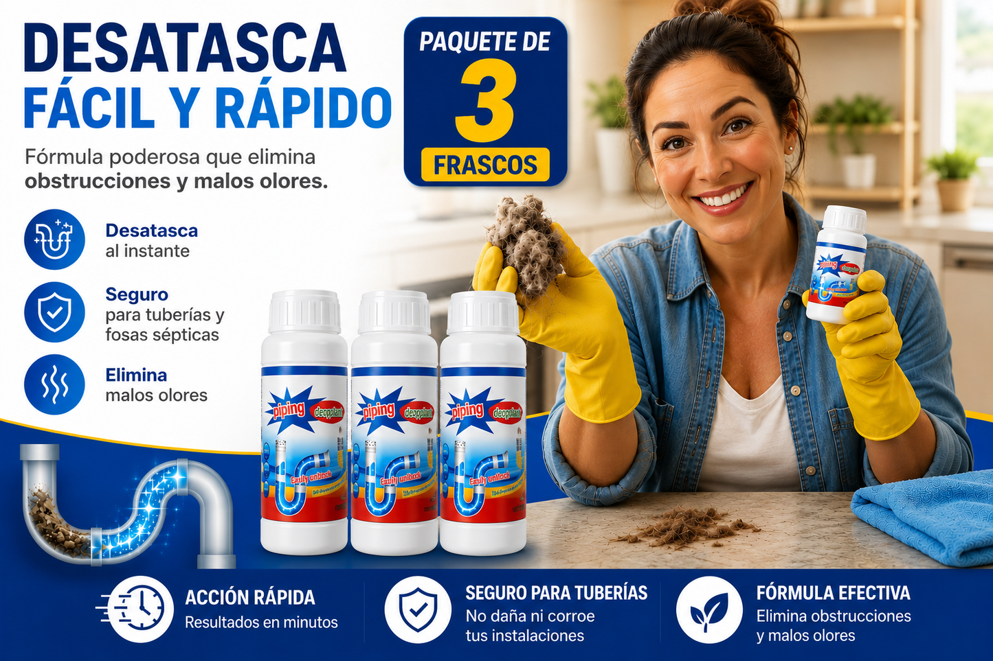 Polvo Limpia Tuberia Drenaje