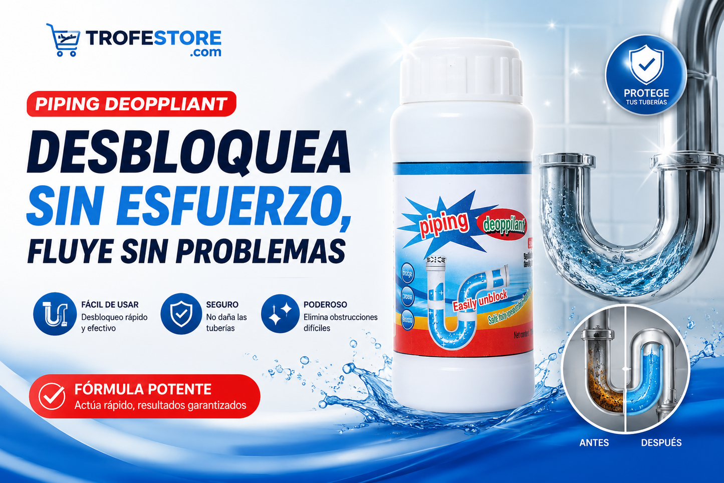 Polvo Limpia Tuberia Drenaje